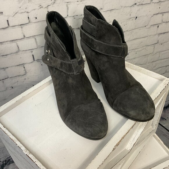 Rag & Bone Women Charcoal Leather Ankle Bootie Made Italy Size 38.5 US 8.5 Rck - Picture 7 of 12